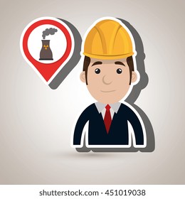 man and tower nuclear isolated icon design, vector illustration  graphic 