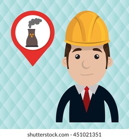 man and tower nuclear isolated icon design, vector illustration  graphic 