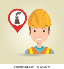 man and tower nuclear isolated icon design, vector illustration  graphic 
