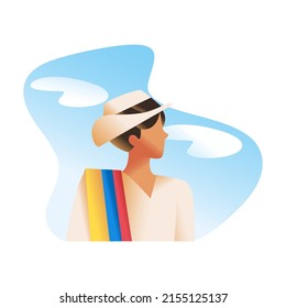 Man with traditional Antioquia costume Colombian culture Vector illustration