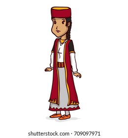 Man in a traditional Balkan costume. Hand drawn vector illustration.