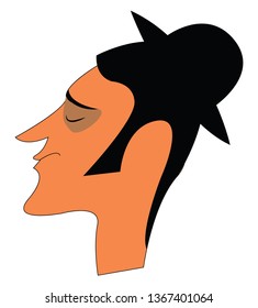Man with traditional round hat vector or color illustration