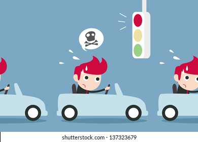 man and traffic jam-late concept. Vector