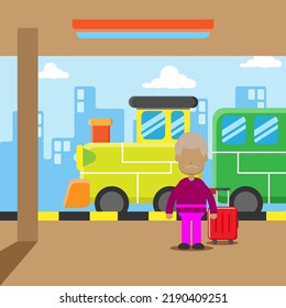 A man is in the train station to travel. Suitable for news illustrations