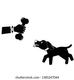 Man Trained dog with bone