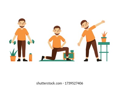 Man training at home concept illustration vector