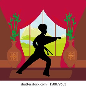 man training karate