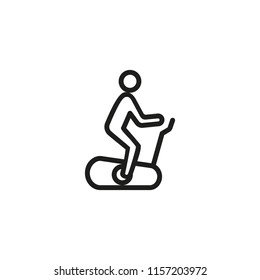 Man training on exercise bike line icon. Row machine, gym, workout. Exercise concept. Vector illustration can be used for topics like sport, healthy lifestyle, fitness