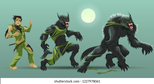 Man Transformating Into Werewolf Poster