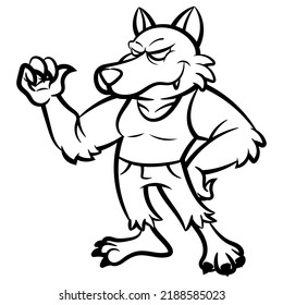 A Man transformation into werewolves at full moon night, best for mascot, sticker, and coloring book with halloween themes for kids