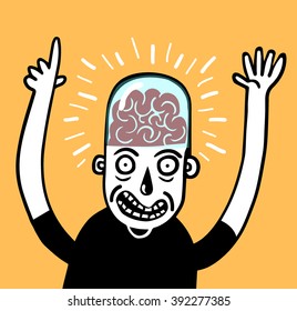 Man with transparent cover on brain 