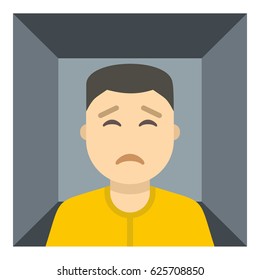 Man trapped in a box icon flat isolated on white background vector illustration