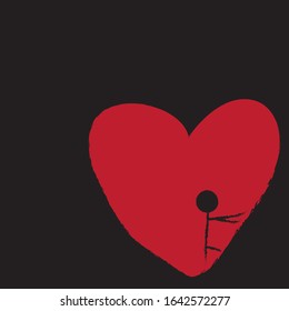 Man trapped in the heart in a black frame.