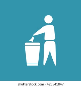 Man With Trash Can Icon. Eps-10.