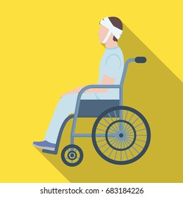 A man with a trauma in a wheelchair. Medicine single icon in flat style vector symbol stock illustration web.