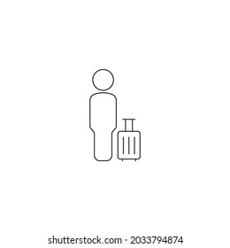Hombre con vector de icono de bolsa de viaje