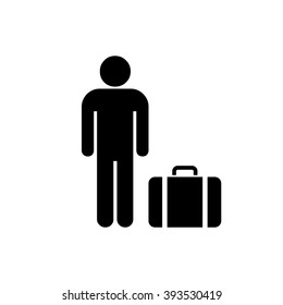 Man with travel bag icon . Vector illustration