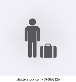 Man with travel bag icon . Vector illustration