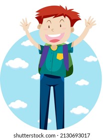 Man travel holiday theme with backpack illustration