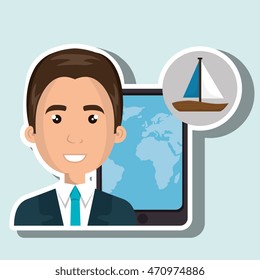 man travel map world vector illustration eps 10