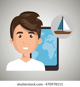 man travel map world vector illustration eps 10