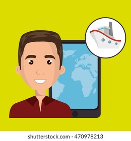 man travel map world vector illustration eps 10