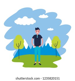 man travel nature mountains landscape