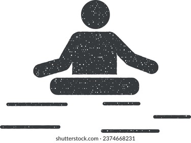 Man travel swimming icon vector illustration in stamp style
