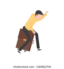 Man traveler with backpack and hat
