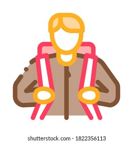 man traveler with backpack icon vector. color symbol illustration