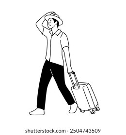 Man traveler carry a suitcase