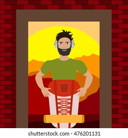 man traveling and hiking