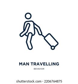 man travelling icon from behavior collection. Thin linear man travelling, travel, man outline icon isolated on white background. Line vector man travelling sign, symbol for web and mobile