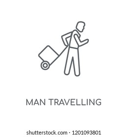 Man Travelling linear icon. Man Travelling concept stroke symbol design. Thin graphic elements vector illustration, outline pattern on a white background, eps 10.