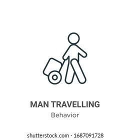 Man travelling outline vector icon. Thin line black man travelling icon, flat vector simple element illustration from editable behavior concept isolated stroke on white background