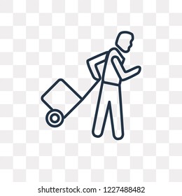 Man Travelling vector outline icon isolated on transparent background, high quality linear Man Travelling transparency concept can be used web and mobile