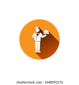 man with tray food icon design template