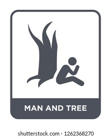 man and tree icon vector on white background, man and tree trendy filled icons from Ultimate glyphicons collection, man and tree simple element illustration