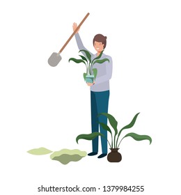 man with tree to plant avatar character