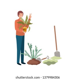 man with tree to plant avatar character