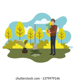 man with tree to plant in landscape
