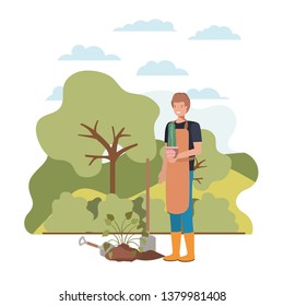 man with tree to plant in landscape