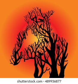 Man tree silhouette