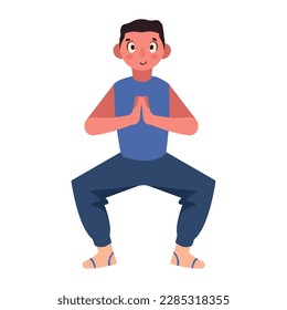 man in tree yoga position character