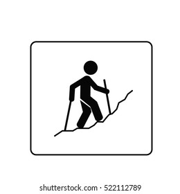 a man trekking to slope mountain  simple icon vector isolate on white background