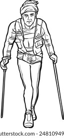 man trekking walk action illustration 