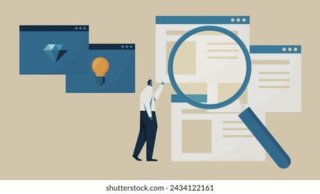 A man tries to choose from the sites that appear from a search. Sites of value are far away.