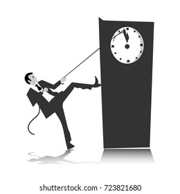 man tries to stop the clock