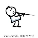 The man tries very hard to pull the rope on himself. Vector illustration of a young businessman at work.