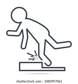 Man tripping over on floor icon, people injury symbol simple line icon illustration